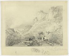 Figures and Horse Cart in Landscape with Cliffs, n.d. Creator: Peter de Wint