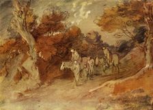 Figures and Horses in a Country Lane mid-late 18th century, (1934). Creator: Thomas Gainsborough