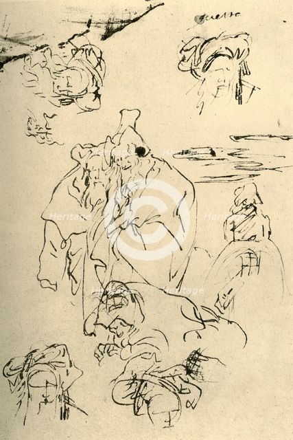 'Figures and heads of Orientals', mid 18th century, (1928). Artist: Giovanni Battista Tiepolo.