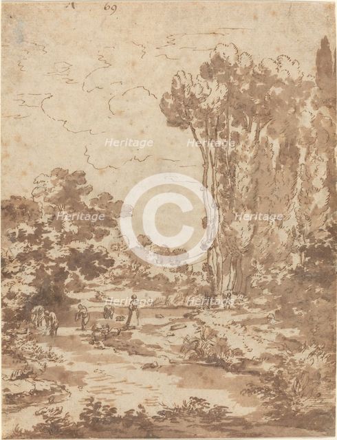 Figures Bathing in a Stream. Creator: Nicolas Poussin.