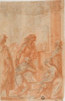 Figures Before Altar in Church (recto), n.d. Creator: Unknown