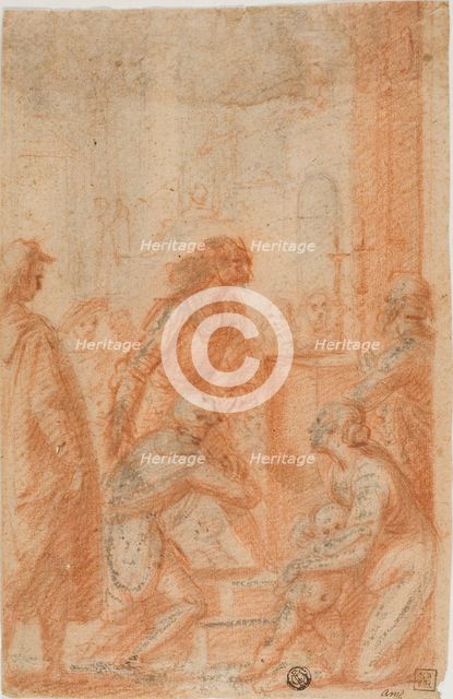 Figures Before Altar in Church (recto), n.d. Creator: Unknown.