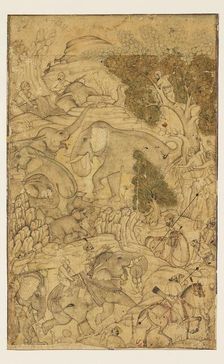 Figures capturing wild elephants, late 16th century -early 17th century