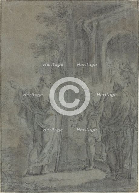 Figures (Christ Calling One of the Apostles?), 17th century. Creator: Unknown.
