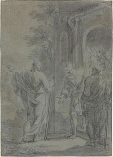 Figures (Christ Calling One of the Apostles?), 17th century. Creator: Unknown