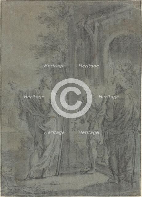 Figures (Christ Calling One of the Apostles?), 17th century. Creator: Unknown.