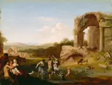 Figures Dancing near a Ruin, c1624. Creator: Cornelis van Poelenburgh