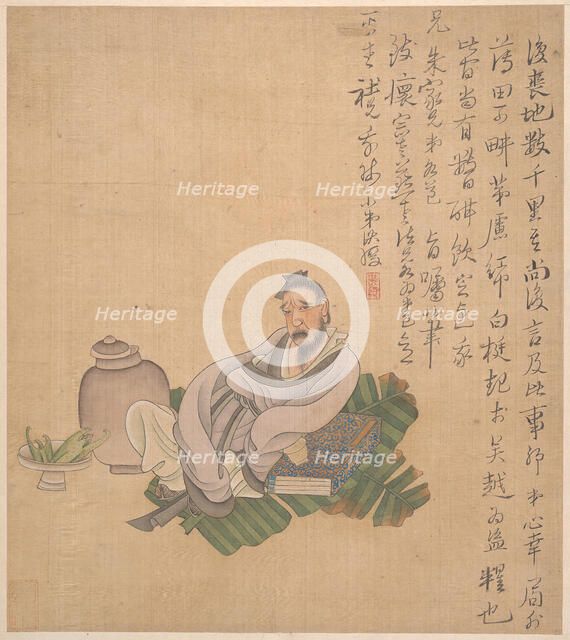 Figures, flowers, and landscapes, one leaf dated 1627. Creator: Chen Hongshou.