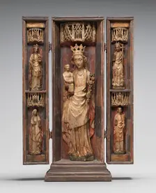 Figures from a Retable of the Virgin and Child, with Saint Catherine of Alexandria..., c. 1440/1460. Creator: Unknown