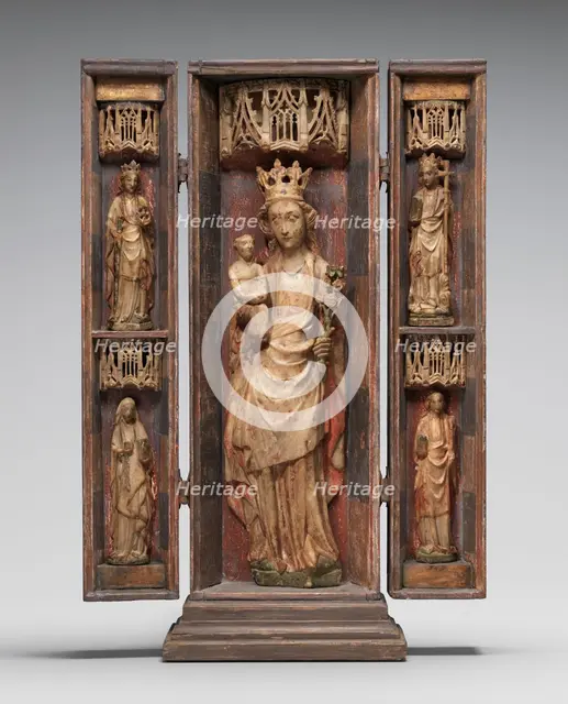 Figures from a Retable of the Virgin and Child, with Saint Catherine of Alexandria..., c. 1440/1460. Creator: Unknown.