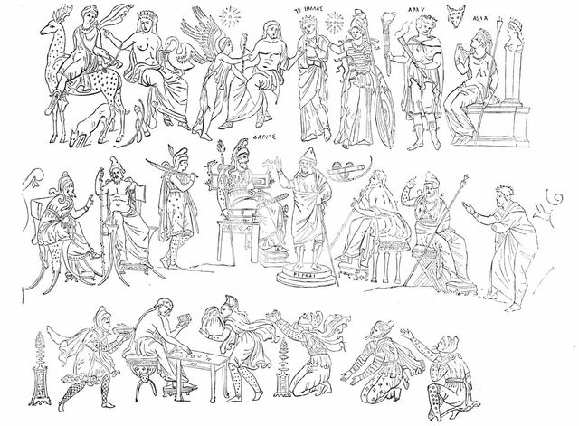 Figures from the Painted Vase of Darius, 1857. Creator: Unknown.