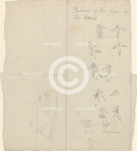 Figures Illustrating Balance and Perspective [recto]. Creator: John Flaxman.