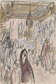 Figures in the interior of a mosque, 1923. Creator: Marius Bauer