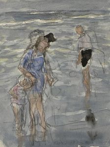 Figures in the sea, 1881-1927. Creator: Johan Antonie de Jonge