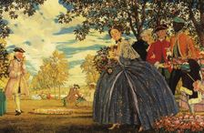 Figures in the Park, 1919. Creator: Somov, Konstantin Andreyevich (1869-1939)