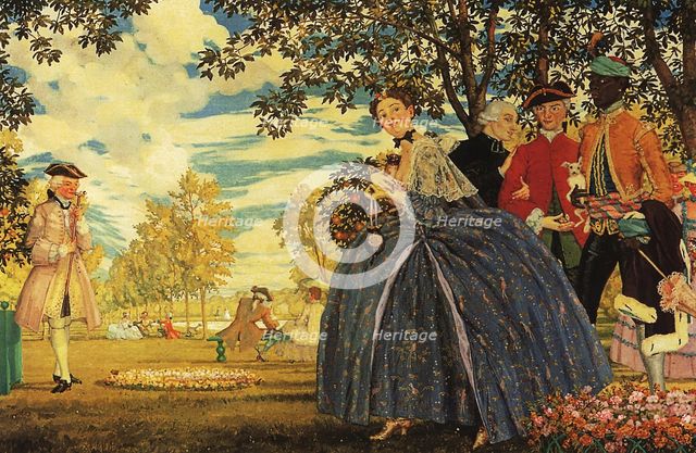 Figures in the Park, 1919. Creator: Somov, Konstantin Andreyevich (1869-1939).