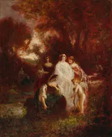 Figures in the Woods, c. 1857-1862. Creator: Adolphe Monticelli (French, 1824-1886)
