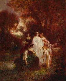 Figures in the Woods, c. 1857-1862. Creator: Adolphe Monticelli (French, 1824-1886)
