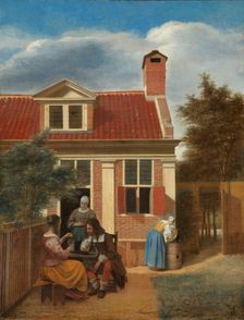 Figures in a Courtyard behind a House, c.1663-c.1665. Creator: Pieter de Hooch
