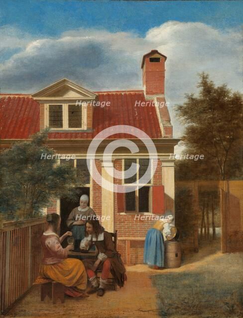 Figures in a Courtyard behind a House, c.1663-c.1665. Creator: Pieter de Hooch.
