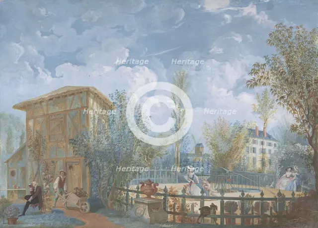 Figures in a Garden, 1784. Creator: Jean Démosthène Dugourc.