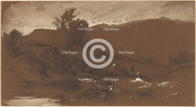 Figures in a Landscape, 1860. Creator: William Hart.