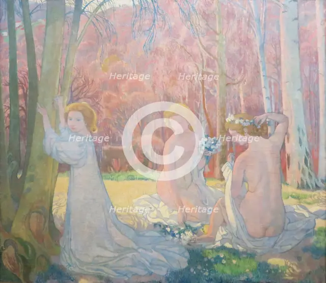 Figures in a Spring Landscape, (Sacred Grove), 1897. Creator: Maurice Denis.