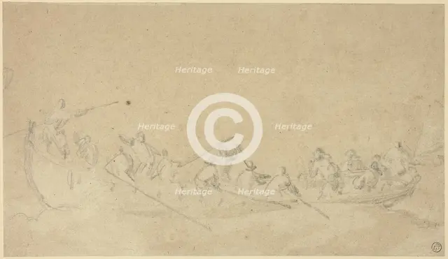 Figures in Boats, n.d. Creator: Willem van de Velde the Younger.