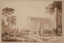 Figures in Classical Landscape, c1800-1850. Creator: Thomas Birch