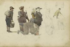 Figures in different poses, c. 1846-c. 1882. Creator: Cornelis Springer