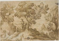 Figures in Hilly Landscape, n.d. Creator: Unknown