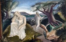 Figures in mountain landscape, c1938. Creator: Bernard Meninsky