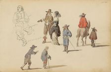 Figures in seventeenth-century clothing, 1852. Creator: Cornelis Springer
