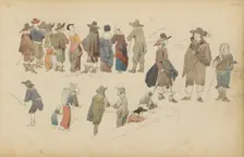 Figures in seventeenth-century clothing, 1852. Creator: Cornelis Springer