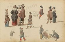 Figures in seventeenth-century clothing, 1852. Creator: Cornelis Springer
