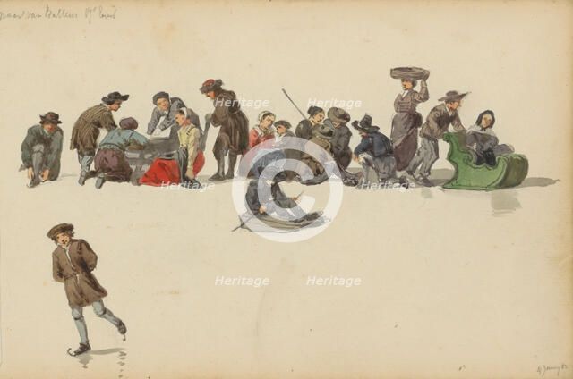 Figures in seventeenth-century clothing, 1882. Creator: Cornelis Springer.