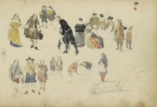 Figures in seventeenth-century clothing, c. 1846-c. 1882. Creator: Cornelis Springer