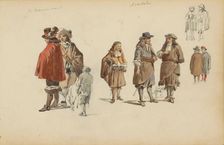 Figures in seventeenth-century clothing, c. 1846-c. 1882. Creator: Cornelis Springer