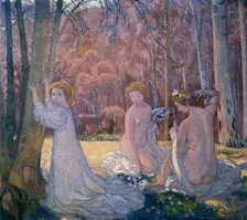 Figures in Spring Landscape (Sacred Grove) 1897. Artist: Maurice Denis
