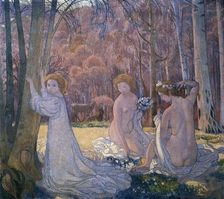 Figures in Spring Landscape (Sacred Grove) 1897. Artist: Maurice Denis