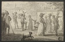 Figures Looking at Outdoor Spectacle, 1781/1823. Creator: Paul Grégoire