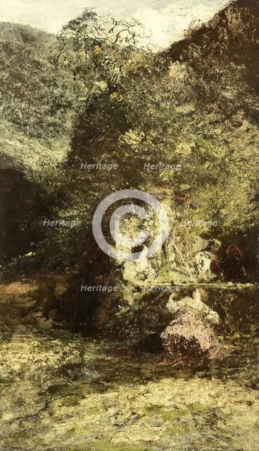 Figures near a Fountain, c.1870-c.1886. Creator: Adolphe Monticelli.