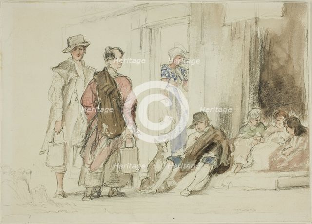 Figures near Doorway, 1825/30. Creator: David Wilkie.