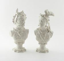 Figures of a Mongolian Man and Woman, England, 1750/54. Creator: Bow Porcelain Factory