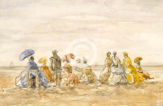 Figures on the Beach at Trouville, 1885. Creator: Eugene Louis Boudin.