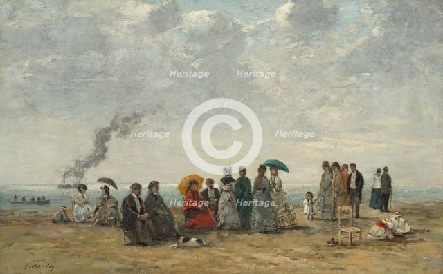 Figures on the Beach, c. 1867/1870. Creator: Eugene Louis Boudin.