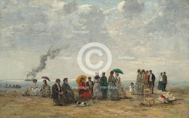 Figures on the Beach, c. 1867/1870. Creator: Eugene Louis Boudin.