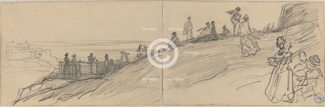 Figures on Top of a Hill, Overlooking the Sea. Creator: Felix Hilaire Buhot.