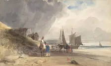 Figures on a Beach, Northern France, 1830. Creator: Thomas Shotter Boys