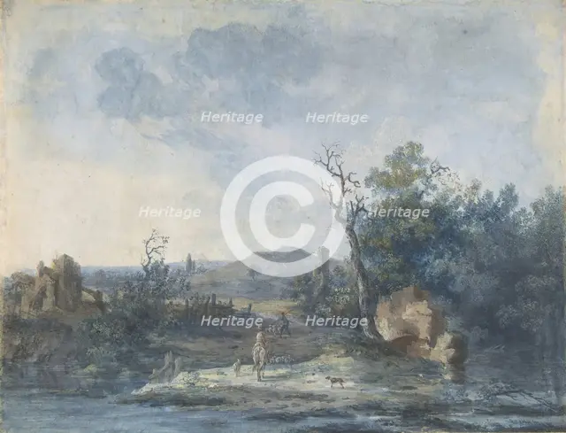 Figures on a Country Road, n.d.. Creator: Louis Gabriel Moreau.
